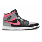 Air Jordan 1 Mid "Pink Shadow" Black Hot Punch White