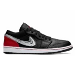 Air Jordan 1 Low "Brushstroke Swoosh" Black Red