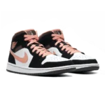 ⁦Air Jordan 1 Mid SE Peach Mocha White Black⁩ – תמונה ⁦2⁩