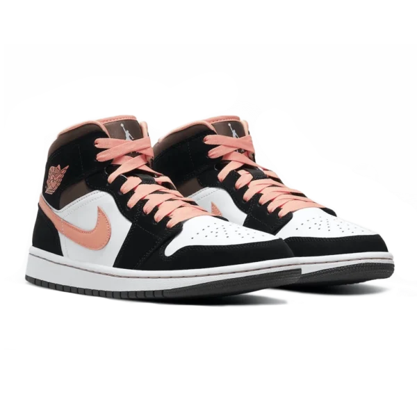 ⁦Air Jordan 1 Mid SE Peach Mocha White Black⁩ – תמונה ⁦2⁩