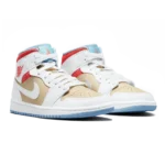 ⁦Air Jordan 1 Mid SE Sesame White Flash Crimson⁩ – תמונה ⁦2⁩