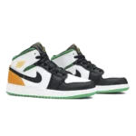 ⁦Air Jordan 1 Mid GS "Oakland" White Laser Orange Lucky Green⁩ – תמונה ⁦2⁩