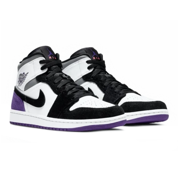 ⁦Air Jordan 1 Mid SE White Black Varsity Purple⁩ – תמונה ⁦2⁩