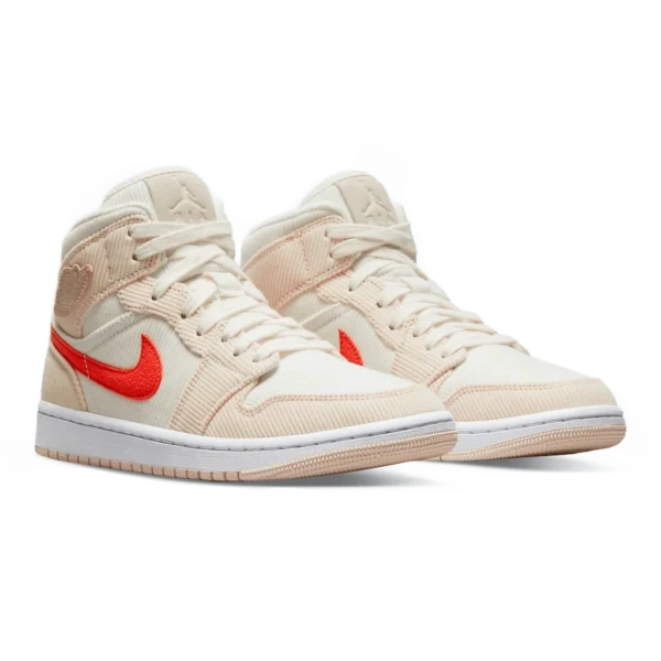 ⁦Air Jordan 1 Mid SE "Corduroy" Sail Orange Quartz White⁩ – תמונה ⁦2⁩
