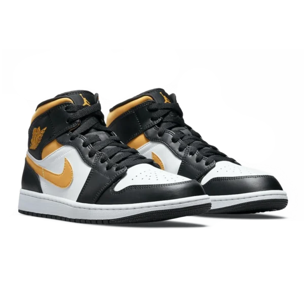 ⁦Air Jordan 1 Mid "Black University Gold" White Pollen Black⁩ – תמונה ⁦2⁩