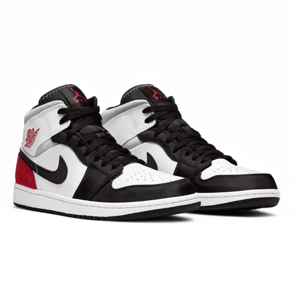 ⁦Air Jordan 1 Mid SE "Red Black Toe" White Black Grey Gym Red⁩ – תמונה ⁦2⁩
