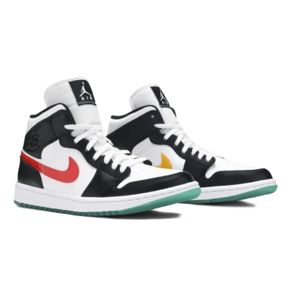 ⁦Air Jordan 1 Mid "Alternate Swoosh" Black University Red White Green⁩ – תמונה ⁦2⁩