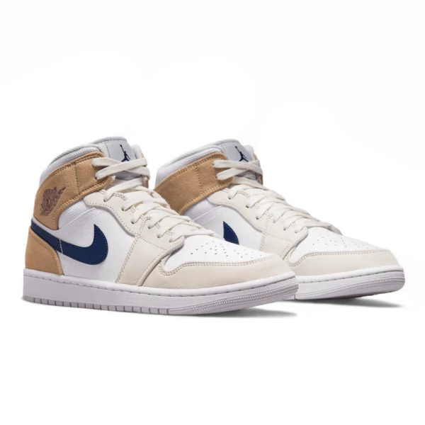 ⁦Air Jordan 1 Mid White Khaki Blue Void⁩ – תמונה ⁦2⁩