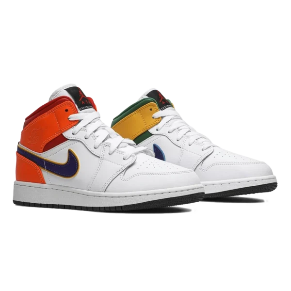 ⁦Air Jordan 1 Mid White Court Purple Teal⁩ – תמונה ⁦2⁩