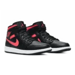 ⁦Air Jordan 1 Mid Black White Siren Red⁩ – תמונה ⁦2⁩