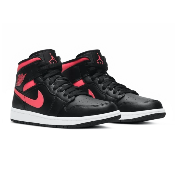 ⁦Air Jordan 1 Mid Black White Siren Red⁩ – תמונה ⁦2⁩