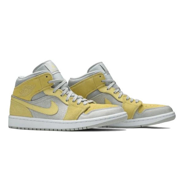 ⁦Air Jordan 1 Mid SE Grey Fog Lemon Wash White⁩ – תמונה ⁦2⁩