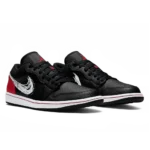 ⁦Air Jordan 1 Low "Brushstroke Swoosh" Black Red⁩ – תמונה ⁦2⁩