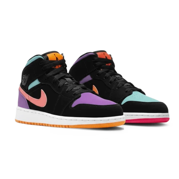 ⁦Air Jordan 1 Mid Candy Black Total Orange⁩ – תמונה ⁦2⁩