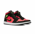 ⁦Air Jordan 1 Retro Mid Volt Hot Punch Black⁩ – תמונה ⁦2⁩