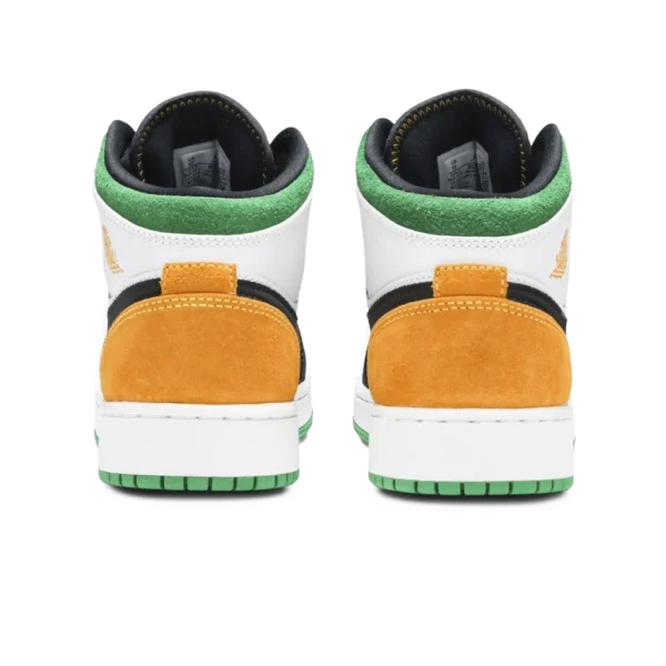 ⁦Air Jordan 1 Mid GS "Oakland" White Laser Orange Lucky Green⁩ – תמונה ⁦3⁩