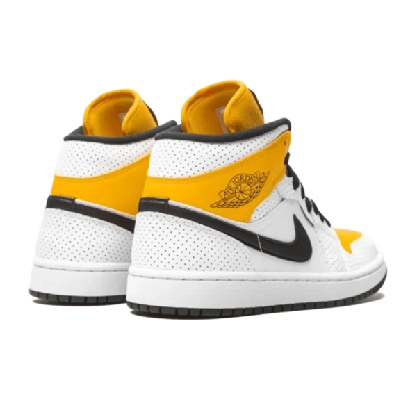 ⁦Air Jordan 1 Mid "Perforated" White University Gold⁩ – תמונה ⁦3⁩