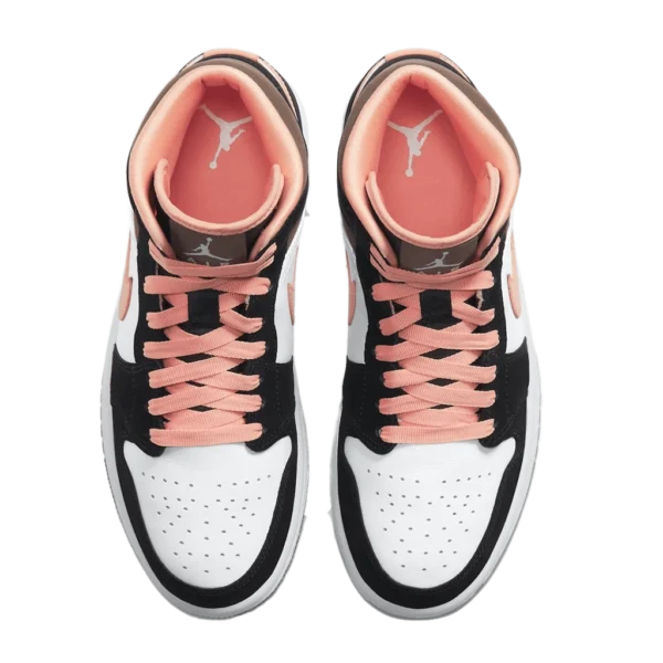 ⁦Air Jordan 1 Mid SE Peach Mocha White Black⁩ – תמונה ⁦4⁩