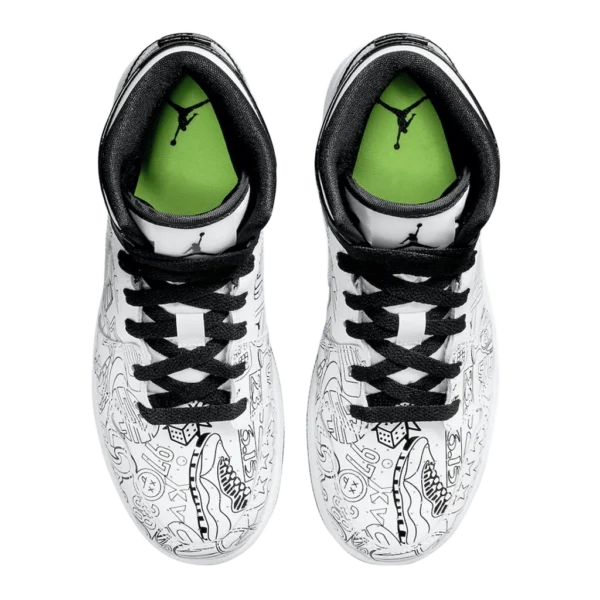 ⁦Air Jordan 1 Mid SE "DIY" White Black Volt⁩ – תמונה ⁦4⁩