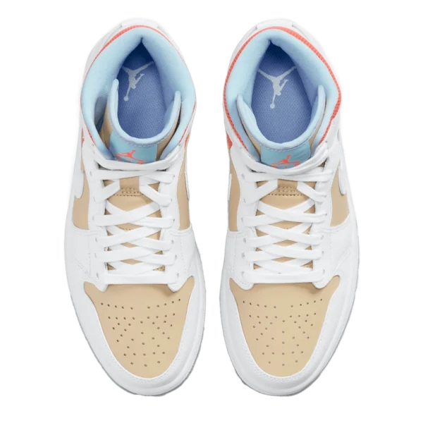 ⁦Air Jordan 1 Mid SE Sesame White Flash Crimson⁩ – תמונה ⁦4⁩