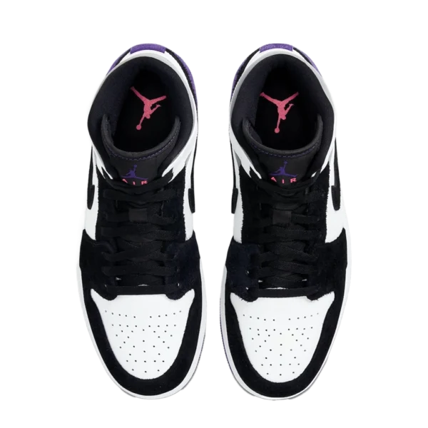 ⁦Air Jordan 1 Mid SE White Black Varsity Purple⁩ – תמונה ⁦4⁩