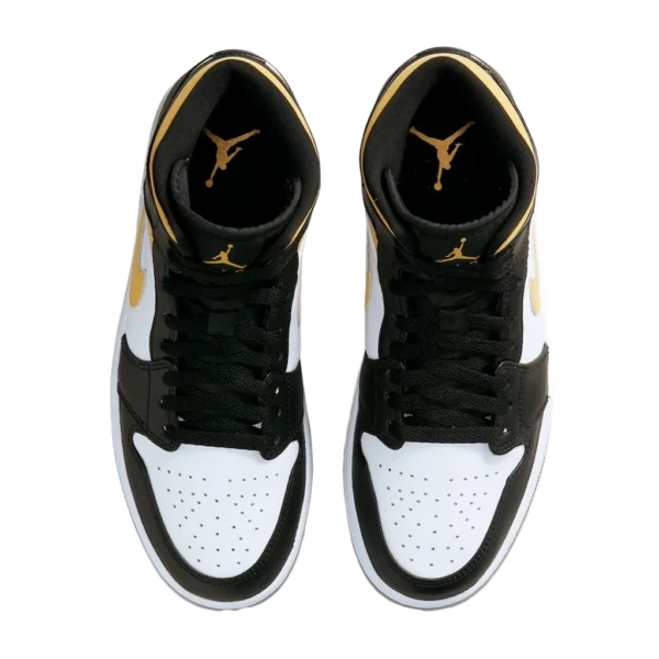 ⁦Air Jordan 1 Mid "Black University Gold" White Pollen Black⁩ – תמונה ⁦4⁩