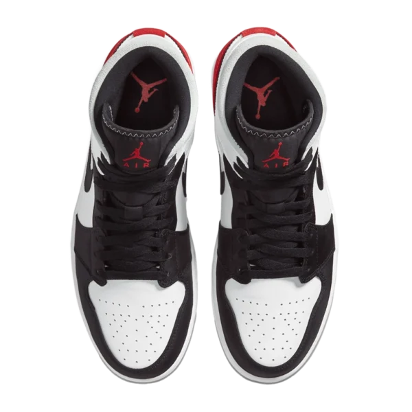 ⁦Air Jordan 1 Mid SE "Red Black Toe" White Black Grey Gym Red⁩ – תמונה ⁦4⁩