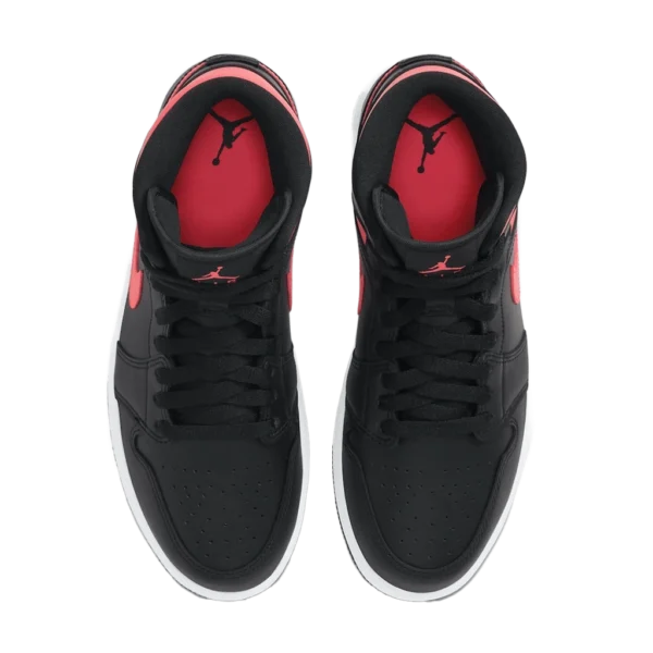 ⁦Air Jordan 1 Mid Black White Siren Red⁩ – תמונה ⁦4⁩