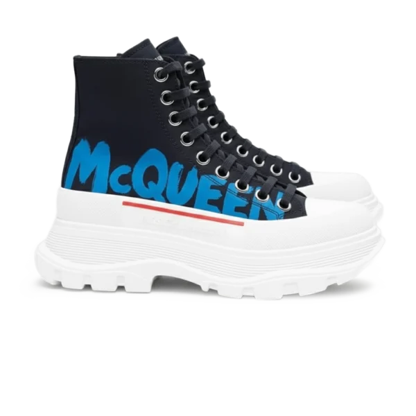 ⁦Alexander McQueen McQueen Graffiti High-Top Black White⁩ – תמונה ⁦2⁩