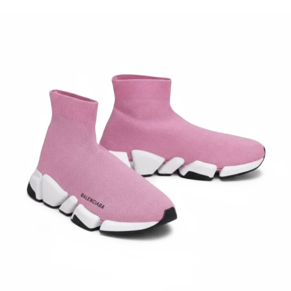 ⁦Balenciaga Speed 2.0 Metallic Knit Sock Sneaker Metallic Pink⁩ – תמונה ⁦2⁩
