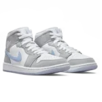 ⁦Air Jordan 1 Mid White Wolf Grey Aluminum⁩ – תמונה ⁦2⁩