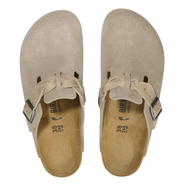 ⁦Birkenstock Boston Braided Suede Leather Taupe⁩ – תמונה ⁦3⁩