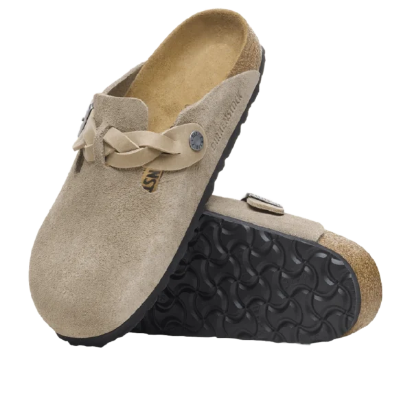⁦Birkenstock Boston Braided Suede Leather Taupe⁩ – תמונה ⁦4⁩