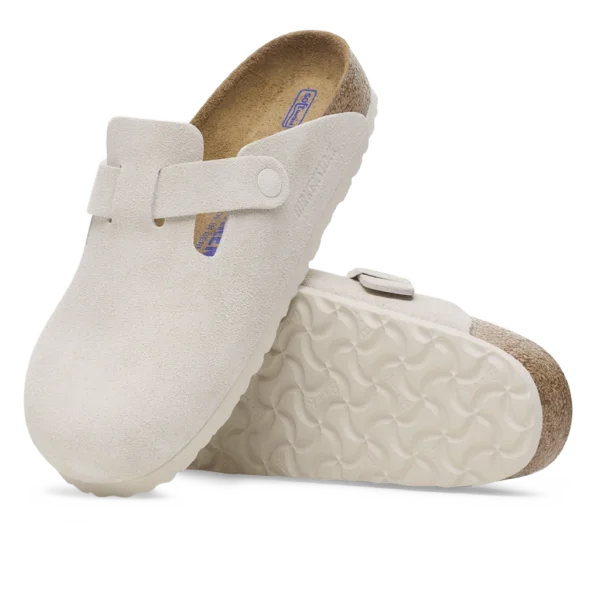 ⁦Birkenstock Boston Soft Footbed Suede Leather Antique White⁩ – תמונה ⁦4⁩