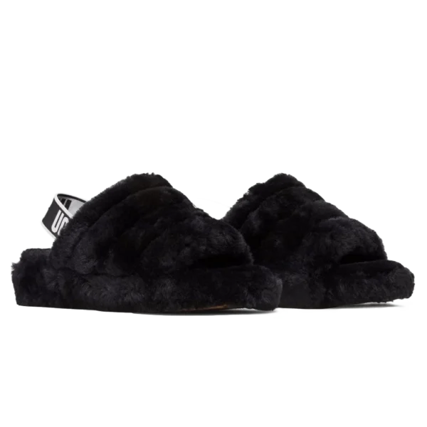 ⁦UGG Fluff Yeah Slide Black⁩ – תמונה ⁦2⁩