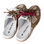 ⁦New Balance x Miu Miu 530 SL Deco Calf Leather Mules Cinnamon Travertine Gray⁩ – תמונה ⁦3⁩