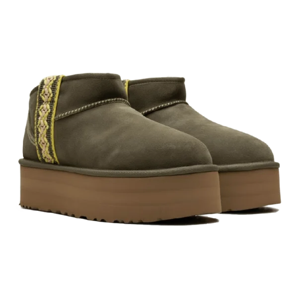 ⁦UGG Classic Ultra Mini Platform Braid Burnt Olive⁩ – תמונה ⁦2⁩