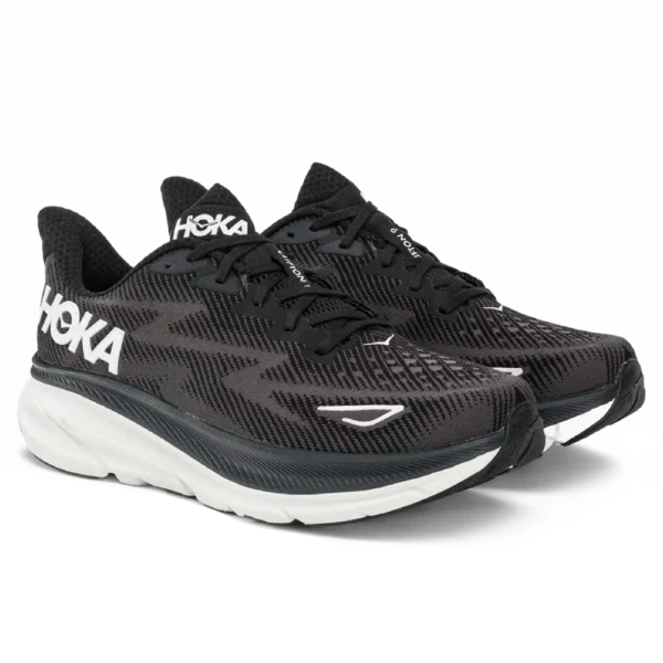 ⁦HOKA Clifton 9 Black White⁩ – תמונה ⁦2⁩