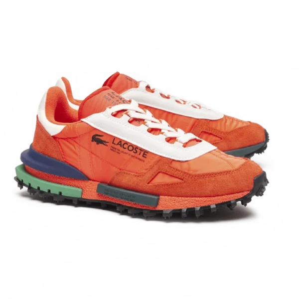 ⁦Lacoste Elite Active Branded Textile Trainers Orange White⁩ – תמונה ⁦2⁩
