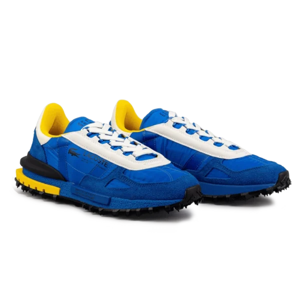 ⁦Lacoste Elite Active Branded Textile Trainers Blue Yellow White⁩ – תמונה ⁦2⁩