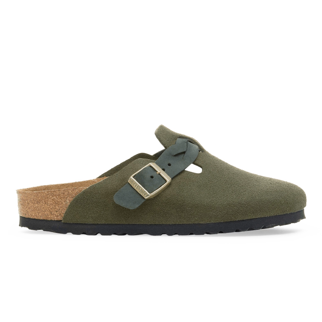 1 Birkenstock Boston Braided Suede Clogs Thyme – תמונה 1