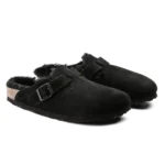 ⁦Birkenstock Boston Shearling Suede Clogs Black⁩ – תמונה ⁦2⁩