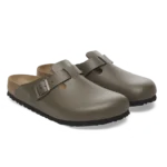 ⁦Birkenstock Boston Natural Leather Clogs Concrete Gray⁩ – תמונה ⁦2⁩