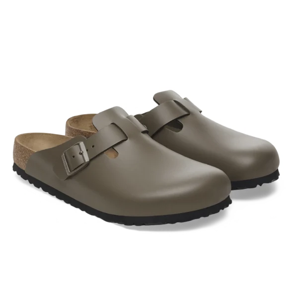 ⁦Birkenstock Boston Natural Leather Clogs Concrete Gray⁩ – תמונה ⁦2⁩