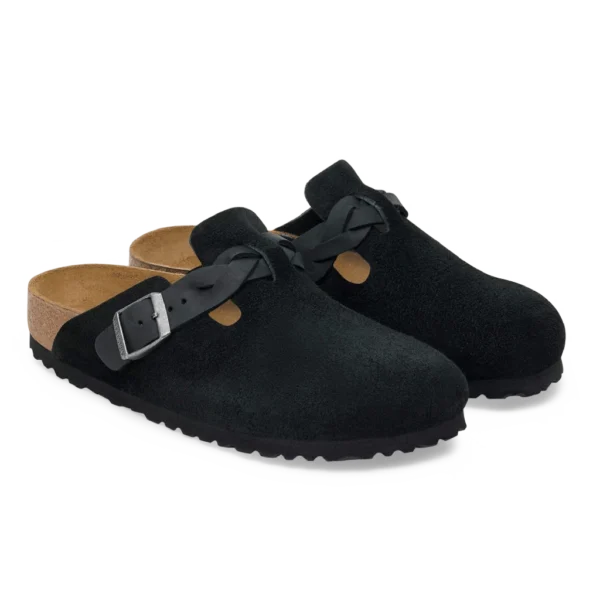⁦Birkenstock Boston Braided Suede Clogs Black⁩ – תמונה ⁦2⁩