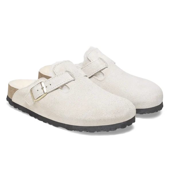 ⁦Birkenstock Boston Shearling Suede Clogs Antique White⁩ – תמונה ⁦2⁩