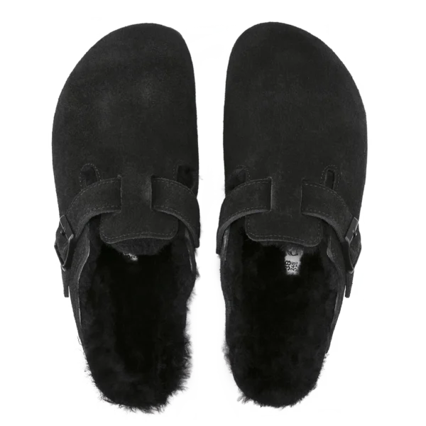 ⁦Birkenstock Boston Shearling Suede Clogs Black⁩ – תמונה ⁦3⁩