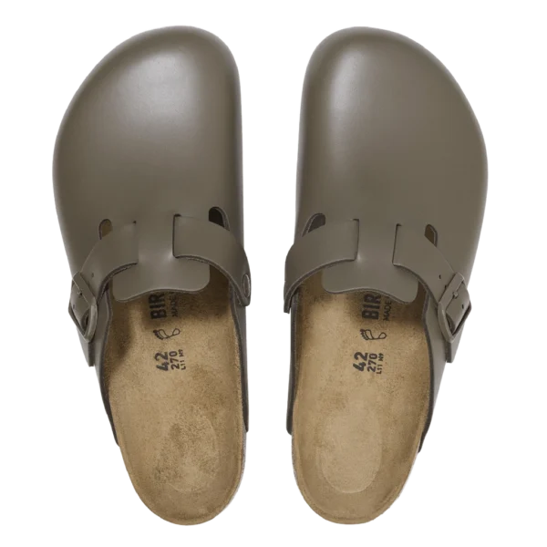 ⁦Birkenstock Boston Natural Leather Clogs Concrete Gray⁩ – תמונה ⁦3⁩