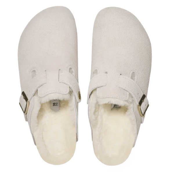 ⁦Birkenstock Boston Shearling Suede Clogs Antique White⁩ – תמונה ⁦3⁩