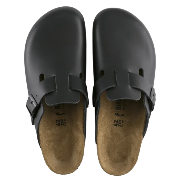 ⁦Birkenstock Boston Natural Leather Clogs Black⁩ – תמונה ⁦3⁩